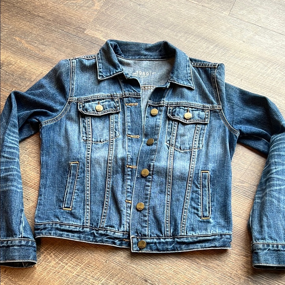 GAP Classic Blue Cropped Denim Jacket Medium - Picture 6 of 11